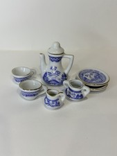 Vintage Miniature Porcelain Tea Set   Cobalt Blue  Gold