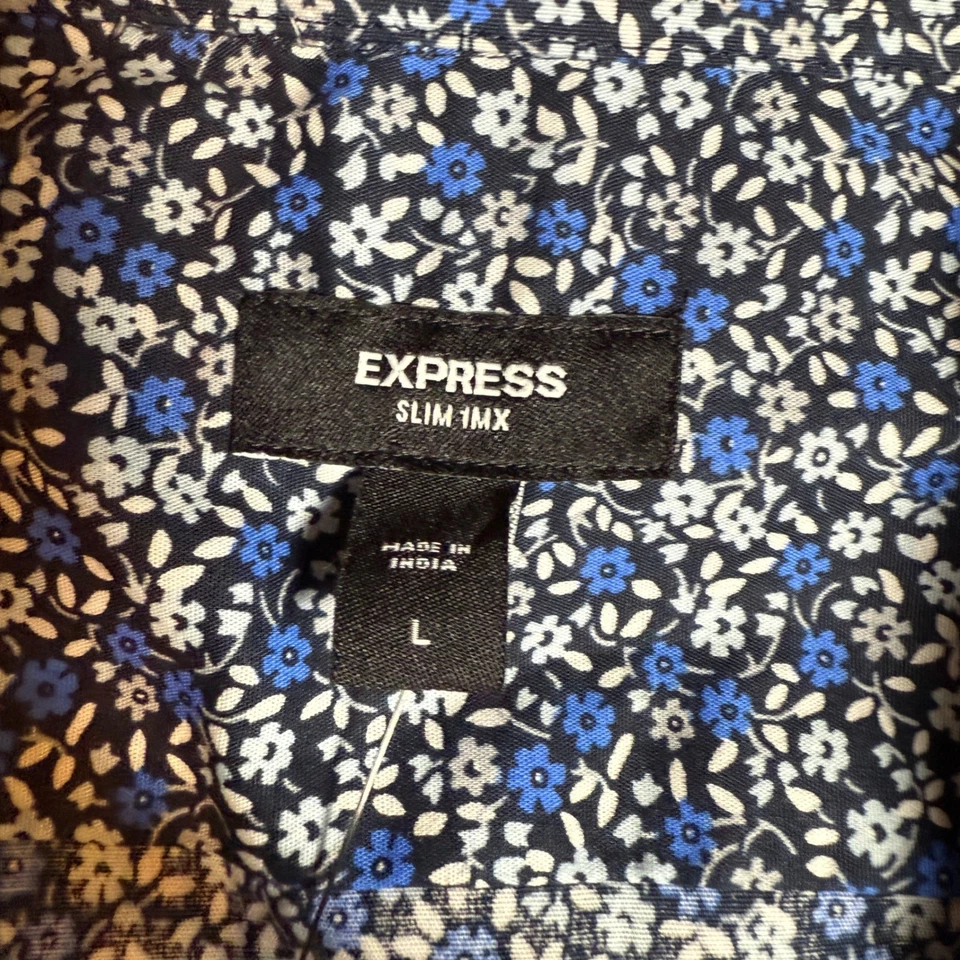 Camisa de vestir Express ajustada con estampado floral manga larga con botones para hombre grande nueva con etiquetas Foto 4 de 4