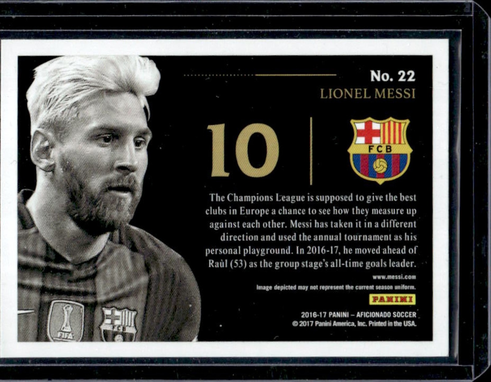 2016-17 Panini Aficionado Lionel Messi #22 Barcelona view 2