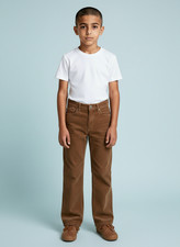 Vintage 70s Unworn 8-9 Years Boys Brown cotton Corduroy Pants Flared