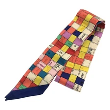 HERMES Bolduc au Carre Check Twilly Scarf Mix From Japan