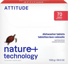 ATTITUDE Dishwasher Pods, Plant-Based & Vegan, Phosphate-Free Detergent Tablets,
