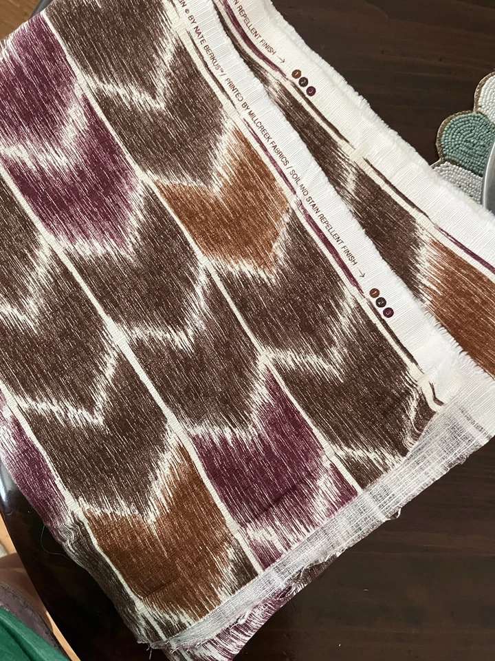 Fabric Nate Berkus Mill Creek Drapery Upholstery 5 Yds Brown/Plum/Gold   - Image 2 of 4