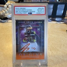 2023 Origins Jaxon Smith-Njigba ON-CARD ROOKIE AUTO /75 Orange PSA 8