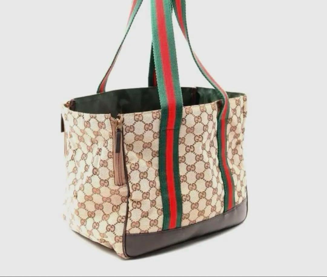 新品　GUCCI ペット　バッグ　キャリー　シェリー　トート　犬　Dog GUCCI GG Canvas Dog Carrier Bag Sherry Line Pet Tote Unused Item