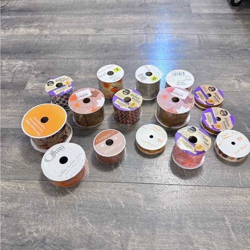 13 Rolls of Fall Themed Ribbons Cloth and Polypropylene 11 are NEW