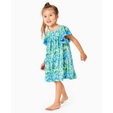 Vestido Lilly Pulitzer Niñas Stassie Bordado Mangas Cortas L 8-10 Años 288255