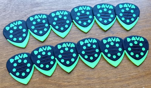 DAVA Control grip tips Guitar PICKS (Reg size) - 12 Nylon LIME GREEN
