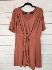 Umgee Women's Brown Short Sleeve Knee Length Dress Size S