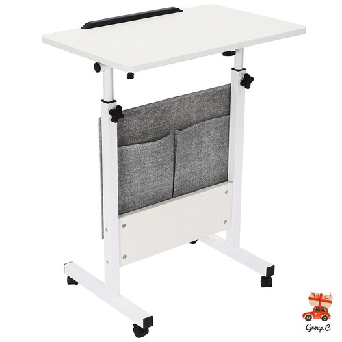 Rolling Laptop Desk Office Computer Table Adjustable Height Stand up w/ Storage