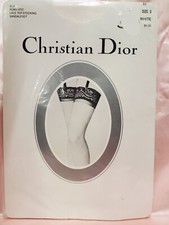 Christian Dior Romantic Lace Top Garter Stockings White Thigh-Hi Size 3 Sissy