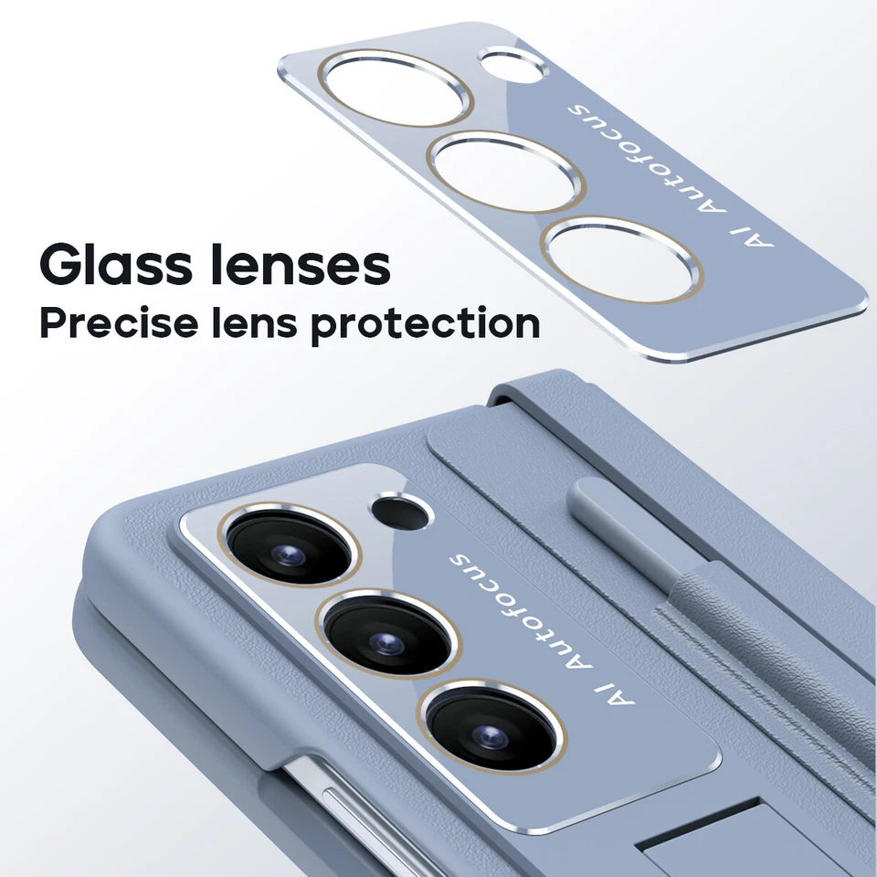 For Samsung Galaxy Z Fold 6 5 4 Hinge Screen Protector Leather Stand Case +S Pen - Image 3 of 4