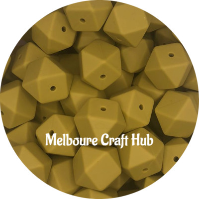 5 silicone beads YELLOWISH GREEN 17mm hexagon BPA free DIY jewellery