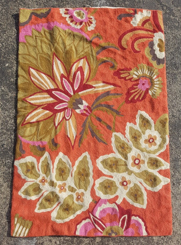 Vintage Hand Woven Traditional Lovely Floral Multicolor Kilim Rug 90x60 cm