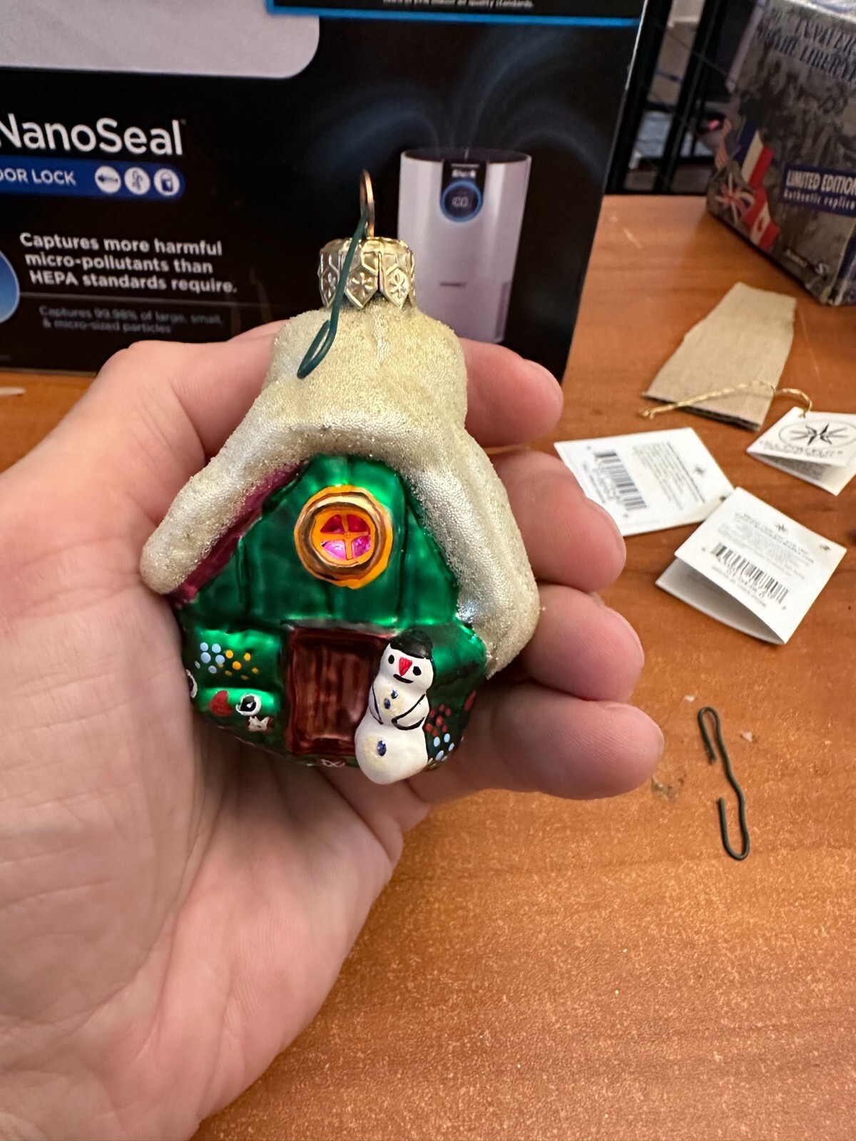 Christopher Radko Ornament Snow Man snow House 3 inch