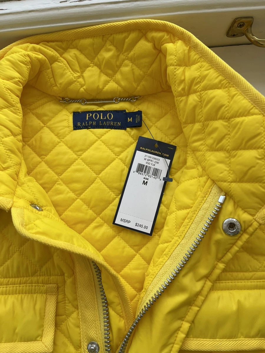 polo ralph lauren womens yellow vest size M Nylon leather buckle