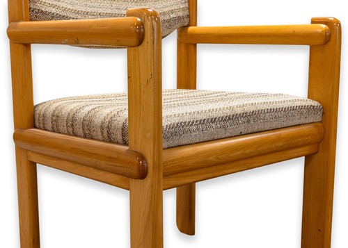 Ralph Rye for Thonet Solid Elm Armchair with Brown Striped Upholstery Fabric - Picture 9 of 13