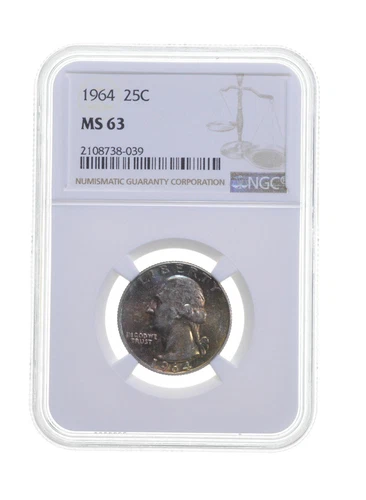 MS63 1964 Washington Quarter - Graded NGC Insane Color *4218