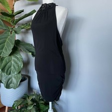 Alice & Olivia Black Halter Backless Dress, XS