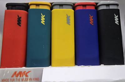 MK Jet WindProof Refillable Butane Cigarette Lighter MultiColor Black 5 Count