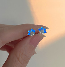 Silver Plated Puppy Dog Cat Pet Paw Print CZ Opal Stud Earrings Screw Back A7