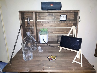 Mounted Drop Down Desk, Floating  Storage Cabinet, Mounting Hardware Included
