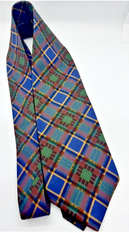 Abercrombie & Fitch 100% шелк галстук мужчин винтажный зеленый клетку 59 «L 4» W. - Изображение 4 из 4