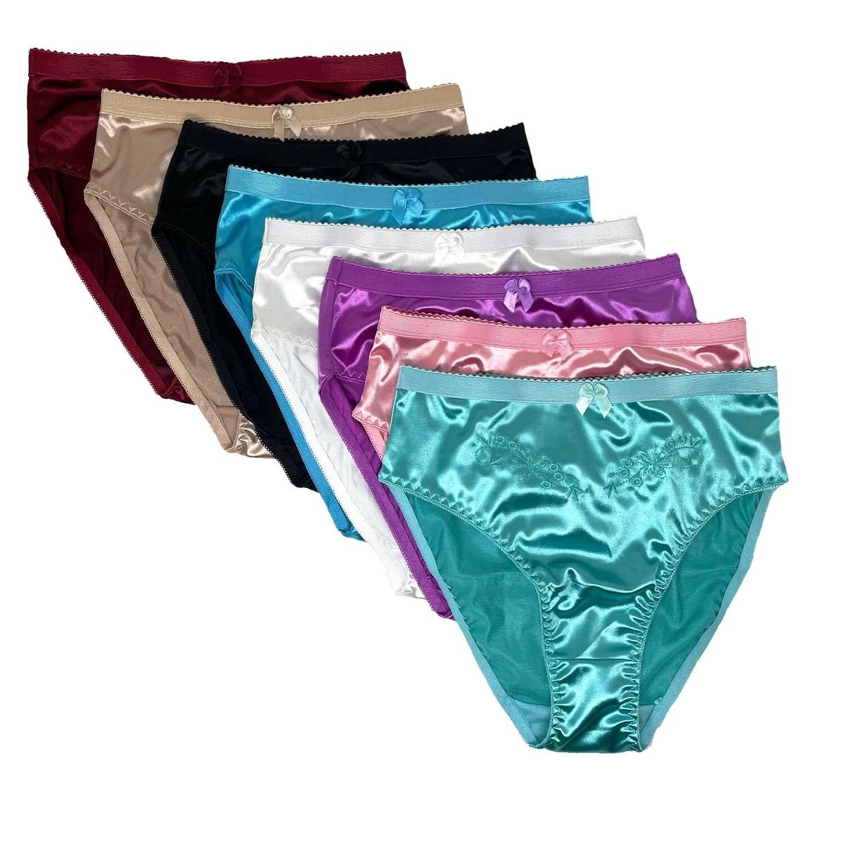 Women's Satin Metallic Foil Sissy Panties - Shiny Wet Look Brazilian Flutter Style In Sea Foam Teal 6 thumbnail image