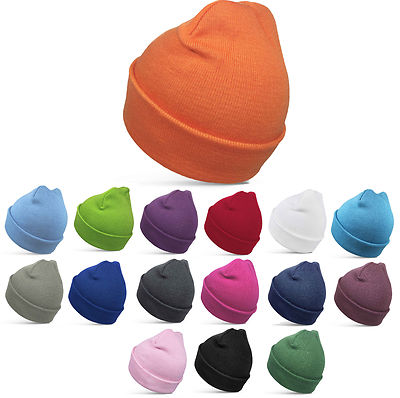 Beanie Mütze Bündchen Strick Wintermütze One Size Herren Damen Kinder dehnbar warm