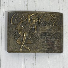 Coca-Cola Brass Tone Atlanta GA Trans Pan San Francisco Belt Buckle USED