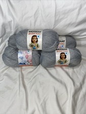 Lot Of 5 New Bernat Softee Baby Yarn-Flannel Grey 5oz. Each 362 Yards Per Roll