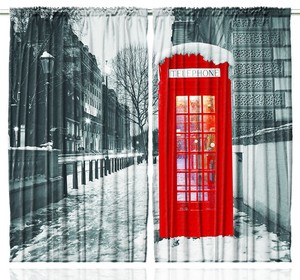 Set Of Two Red Booth Window Panels Snow In London Telephone Image Is Loading Set Of Two Red Booth Window Panels Snow
