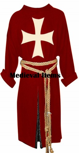 Medieval Knight Crusader Cloak With Full Sleeve Tunie Renaissance LARP SCA - Picture 6 of 21