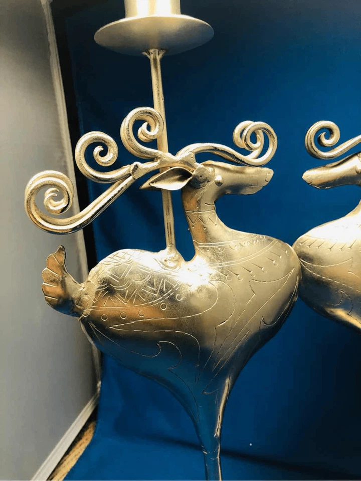 Happy Canyon Flowers Deer Heart 蜡烛架 银色 金银丝角和 en — 第 4/4 张图片