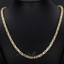 5mm 22" Mixed Silver+Gold Plated Stainless Steel Byzantine Necklace Gift Jewelry