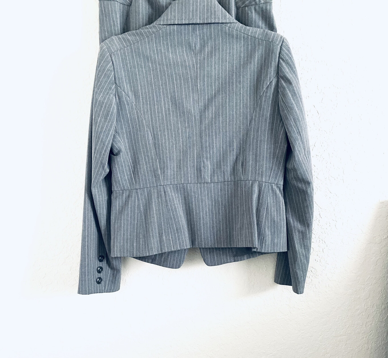 VTG Rafaella Studio Suit 2 Piece Skirt Set Gray Stripe Lined Women 8P Career 90s