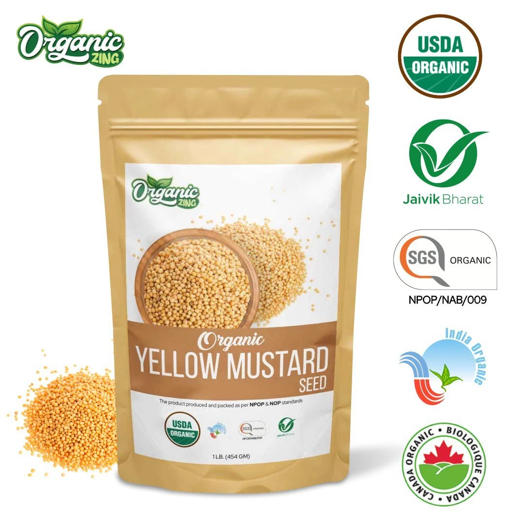 Organic Zing Yellow Mustard Seeds– Rich in Nutrients & Antioxidants - 454g,