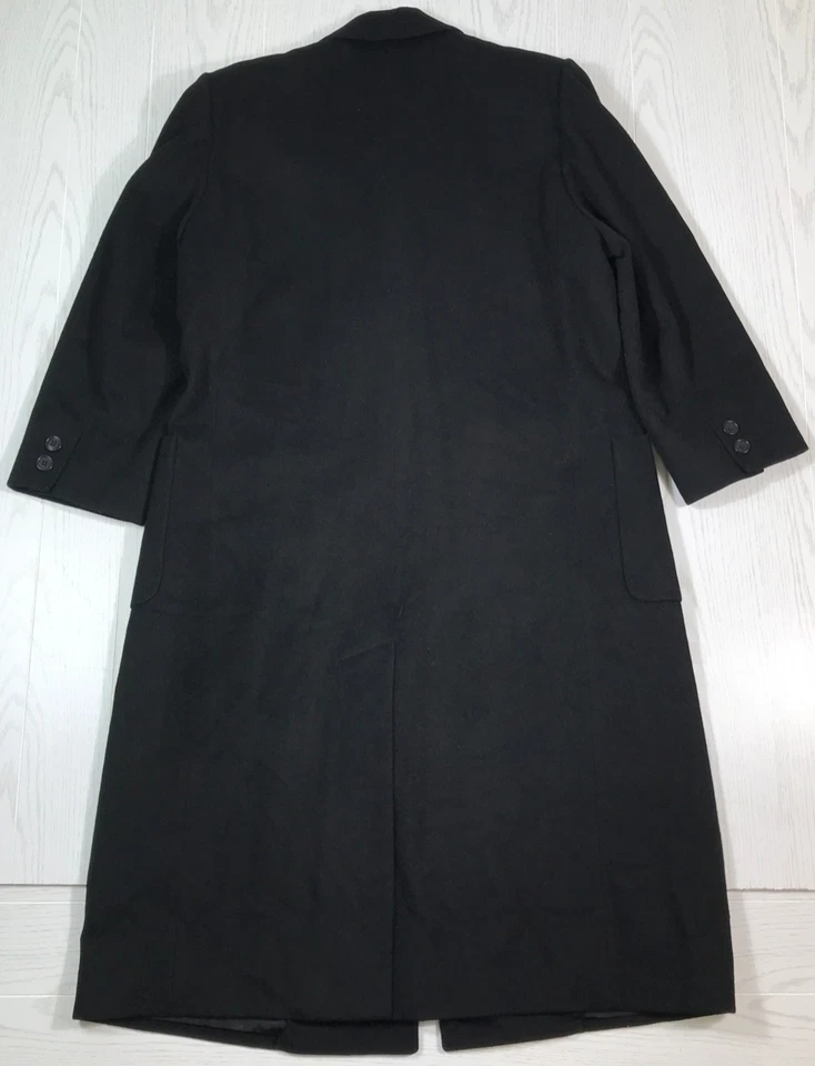 Vintage Jones New York Wool Trench Coat Women XL Black Double Breasted Long 90s - Image 2 of 4