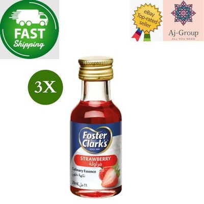 3 Flaschen X Foster Clark's Food Essence Erdbeergeschmack 28 ml  SCHNELLER VE...
