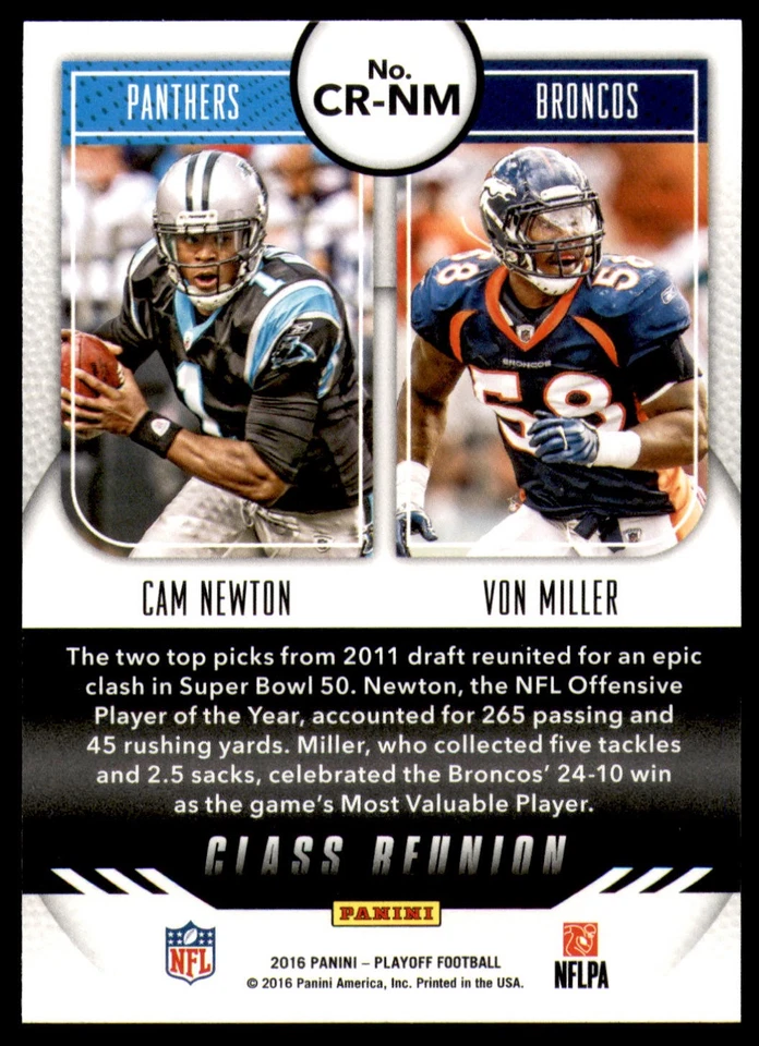 Cam Newton / Von Miller 2016 Panini Playoff Class Reunion #CR-NM Reunion - Image 2 of 2