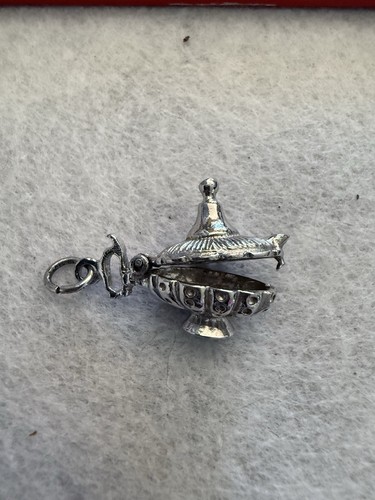 Genie Lamp Charm Sterling Silver Articulated Lid