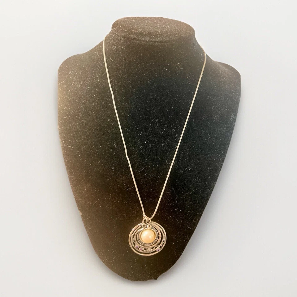 Collar colgante vintage Didae Israel de plata de ley 925 con perla y amatista Foto 4 de 4