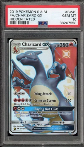 Pokemon Charizard GX Hidden Fates Full Art #SV49 PSA 10 Gem Mint
