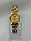 Vintage Seiko Women Quartz Gold Tone Day Date Watch 22mm Japan New Battery Runs