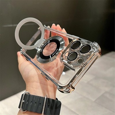 Luxury Plating Magnetic Magsafe Clear Case For iPhone 16 15 14 13 12 11 Pro Max