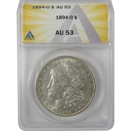 1894 O Morgan Dollar AU 53 ANACS Silver $1 Coin SKU:I19356