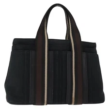 HERMES Toroca Horizontal PM Hand Bag Canvas Black Auth bs29932