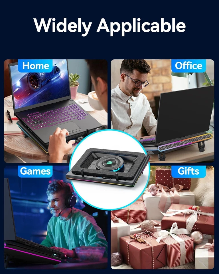 Almofada de resfriamento para laptop V12 RGB, refrigerador para laptop para jogos com turbo poderoso de 5,5 polegadas - Imagem 2 de 4