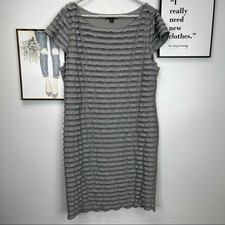 BANANA REPUBLIC STRETCH GREY RUFFLE MIDI DRESS SZ XL