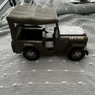 Vintage Tonka Army Jeep Pressed Steel Toy Vehicle Removable Top Green